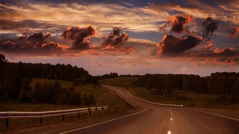 Wallpaper Road Trees Clouds Dusk Countryside 2560x1600 Hd Picture