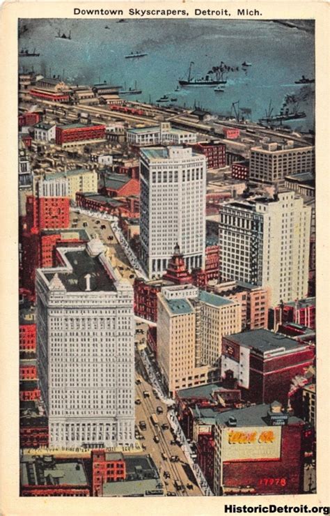 Downtown Aerial View Postcards — Historic Detroit