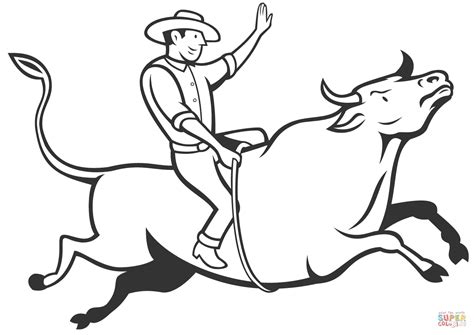 Rodeo Cowboy Bull Riding Coloring Page Free Printable Coloring Pages