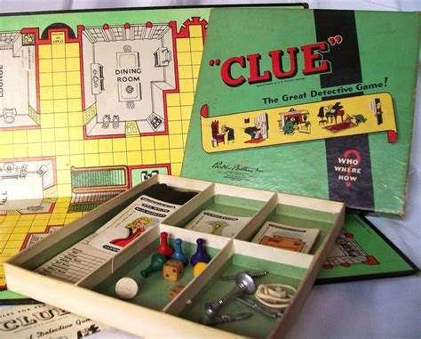 Vintage Clue Game 1949 1950 Board Pieces Box 1950s Toys Etsy