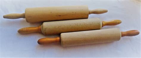 Vintage French Rolling Pin With Rotating Pin 1950s Wood Kitchen