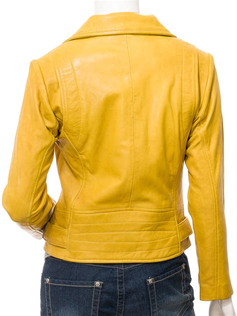 If yellow is your color, h&b has your jacket. Women's Yellow Leather Biker Jacket: Dozier :: WOMEN :: Caine