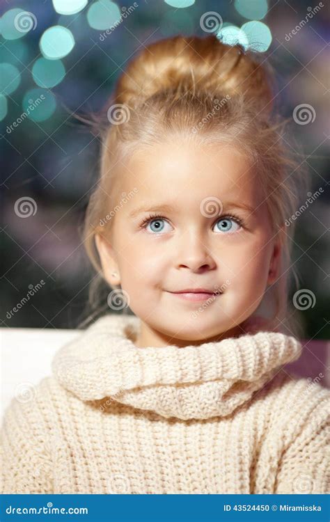 Winter Little Girl Smiling Child Cute Kid Stock Photo Image Of