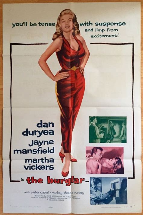 vintage original jayne mansfield movie poster the burglar etsy jayne mansfield duryea
