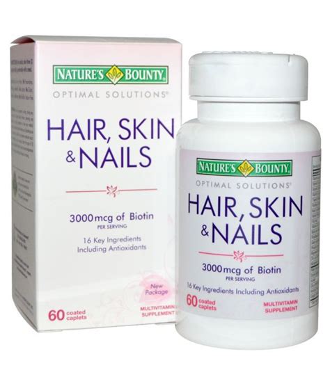 Natures Bounty Optimal Solutions Hair Skin And Nails 3000 Mcg Of