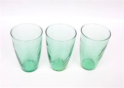 Vintage Green Libbey Juice Glasses Drinking Glasses Tumblers