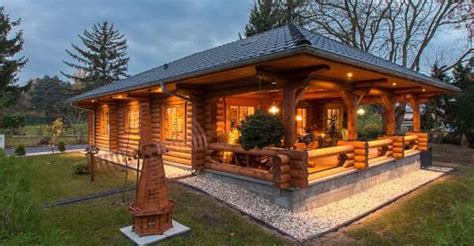 With twin bedrooms, a cozy activity area, glass french doors, and a large covered porch, this design makes a great vacation or weekend home. Coolest Log Cabin Ever, Take A Peek Inside!