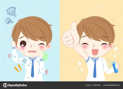 Cute Cartoon Man Armpit Problem Blue Background Stock Vector Image By