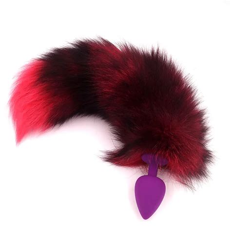 silicone anal plug with real fox tails butt plug couple sex toys erotic cosplay tail 3 size for