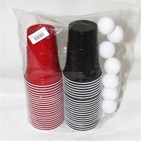 Beer Pong Party Pack Disposable Plastic Black Cup Game Set Beer Pong Set 44cups With 8 Balls