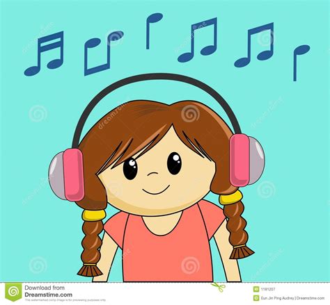Check spelling or type a new query. Girl Listening to Music stock vector. Illustration of ...
