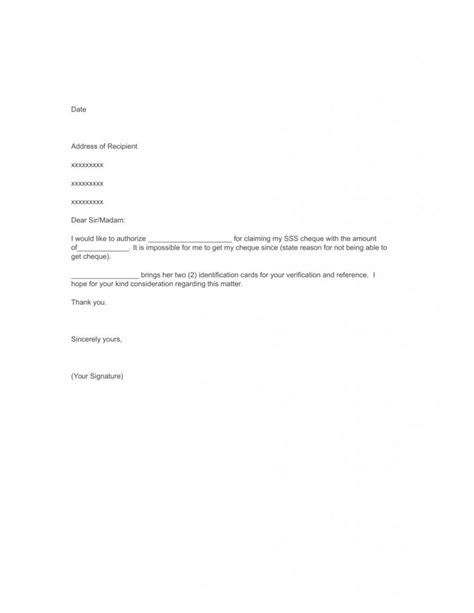 Authorization Letter Samples Templates Templatelab To Claim Check