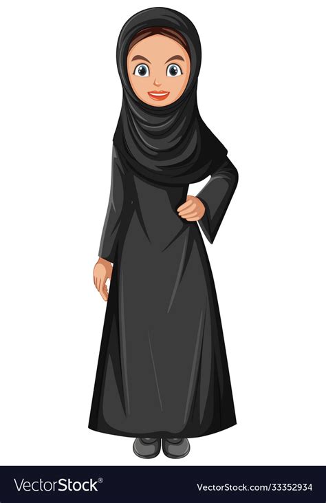 Cute Muslim Girl Character Royalty Free Vector Image