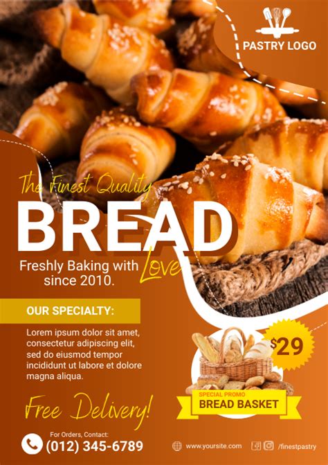 bakery pastry bread flyer template postermywall