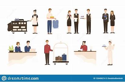 Housekeeping Staff Hotel Service Workers Illustrations Laundry