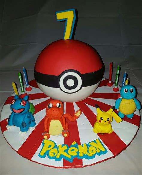 Pokemon Ball Cake With Fondant Characters Pokemon Ball Fondant Cakes