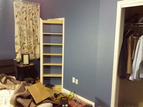 It is okay to affix shelves to drywall, but keep in mind that. Hidden Bookcase | Bookshelf closet, Hidden door bookcase ...