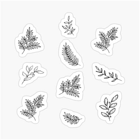 Plant Pattern Sticker By A P Black Stickers Black And White