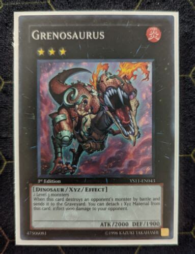 Yu Gi Oh Grenosaurus 1st Edition Ys11 En043 Super Rare Nm Ebay