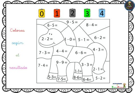 Colorea Según El Resultado Resolviendo Sumas Y Restas 6 Imagenes