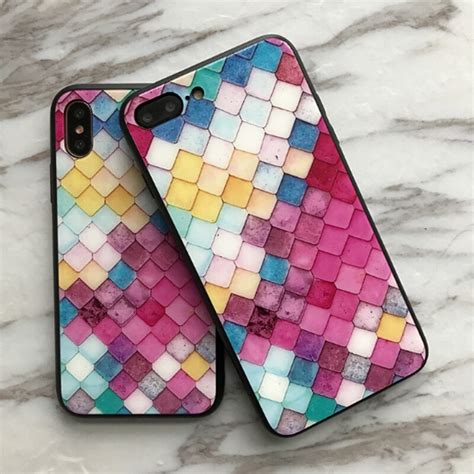 Mutural Colorful Yempered Glass Case Cover For Iphone 6 7 8 Plus X Soft