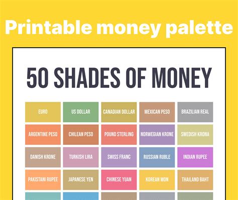 50 Shades Of Money Cash Colors Around The World Etsy