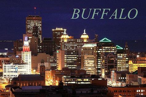 Buffalo New York Skyline Night 2 Buffalo City New York Skyline