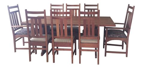 Stickley Mission Cherry Dining Table And 8 Chairs Chairish