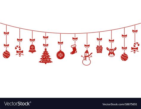 Background With Hanging Christmas Ornaments Vector Image