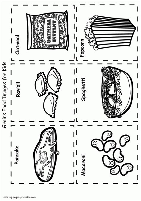 Each food color group targets different areas of your health. Cartoon food coloring pages. Grains