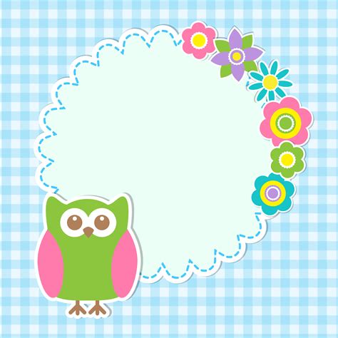 Round Frame With Cute Owl And Flowers 588865 Vector Art At Vecteezy