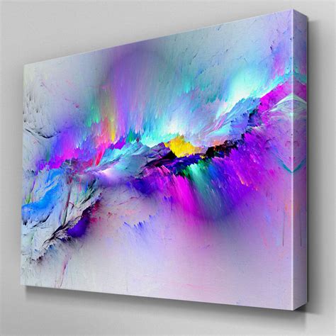 Modern Multicoloured Pink Blue Canvas Wall Art Abstract Picture Cool