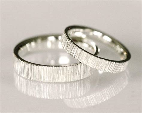 Modern Wedding Band Set Line Pattern Wedding Band 14k White Gold