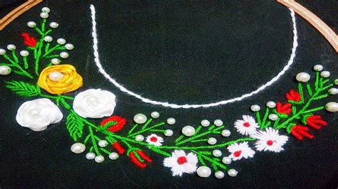 Hand Embroidery Neckline Embroidery Youtube