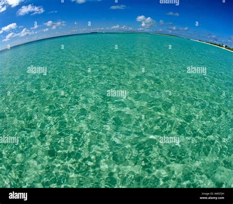 Turquoise Waters Islands Fisheye Lens Maldives Indian Ocean Stock