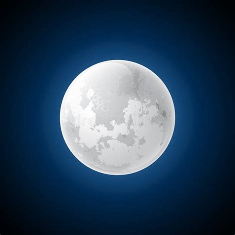 Realistic Shining Full Moon In The Dark Blue Sky Stock Vector