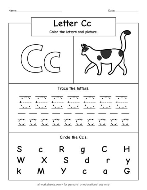 Learning Letters C Printable Worksheets