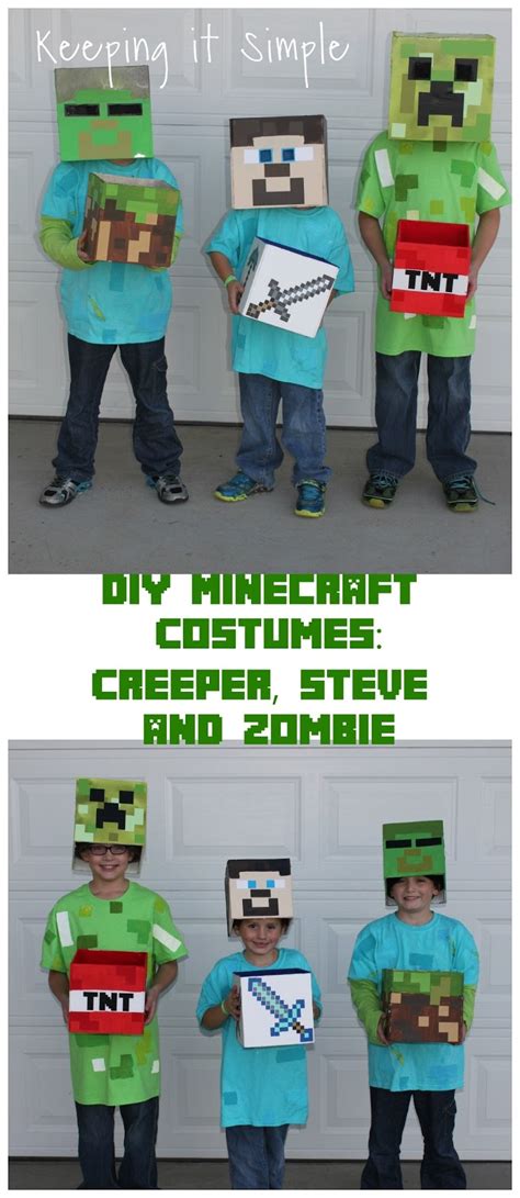 Diy Minecraft Costumes Creeper Steve And Zombie Costume • Keeping It Simple