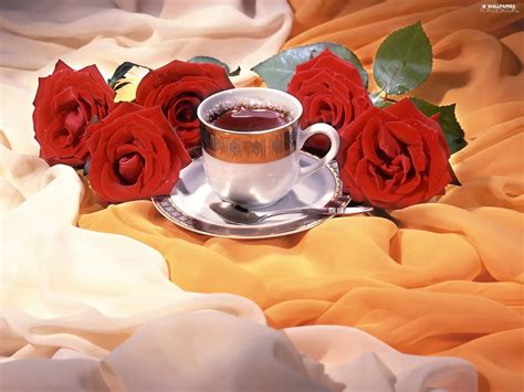 Roses Cup Tea For Desktop Wallpapers 1600x1200