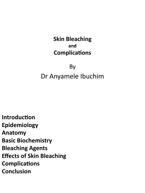 Dr Anyamele Ibuchim Skin Bleaching Complications Pdf Skin Human