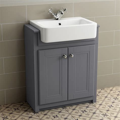 Stocking brands such as cassellie and ideal standard. Traditional Grey Bathroom Vanity Unit Basin Sink Unit ...
