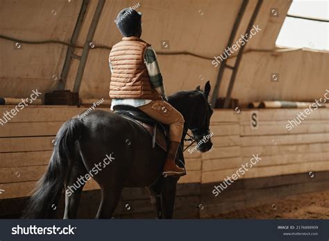 Back View African American Woman Riding Stock Photo 2176888909