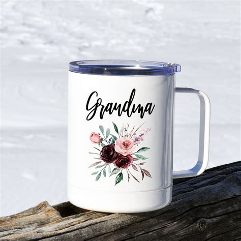 Grandma Travel Mug With Handle Personalized Travel Mug Etsy