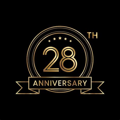 Premium Vector 28th Anniversary Emblem Design With Gold Color For