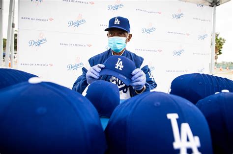 Vaccine Site Volunteers Treated To Dodger Dogs Caps And Visit From