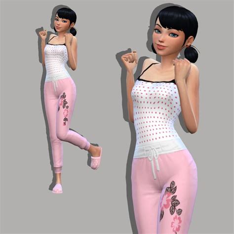 Marinette Pajamas In 2021 Sims 4 Ladybug Sims 4 Mods Clothes Sims 4