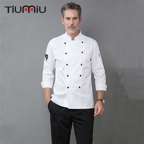Unisex Men Professional Restaurant Top Chef Uniform Long Sleeve Kitchen Cooking Workwear Jacket