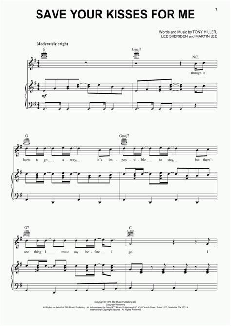 Save Your Kisses For Me Piano Sheet Music
