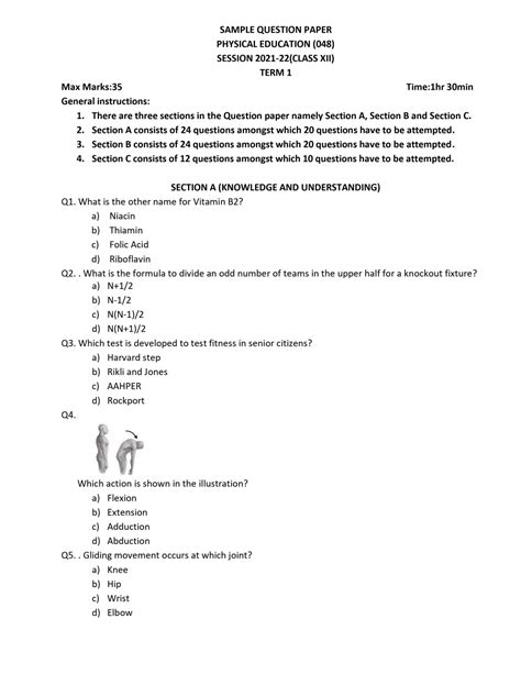 Cbse Class 12 Physical Education Question Paper 2018 With Solutions