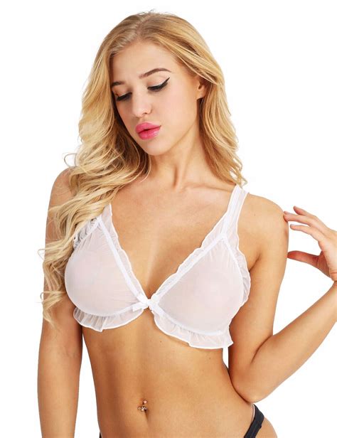 women s sexy mesh sheer bra see through lace lingerie bralette bustier crop tops ebay